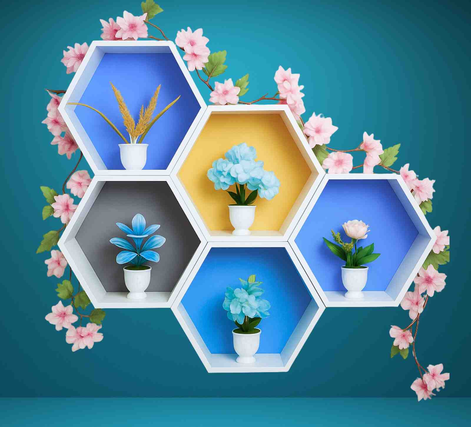 হেক্সাগন ওয়াল সেলফ ৫ পিস সেট